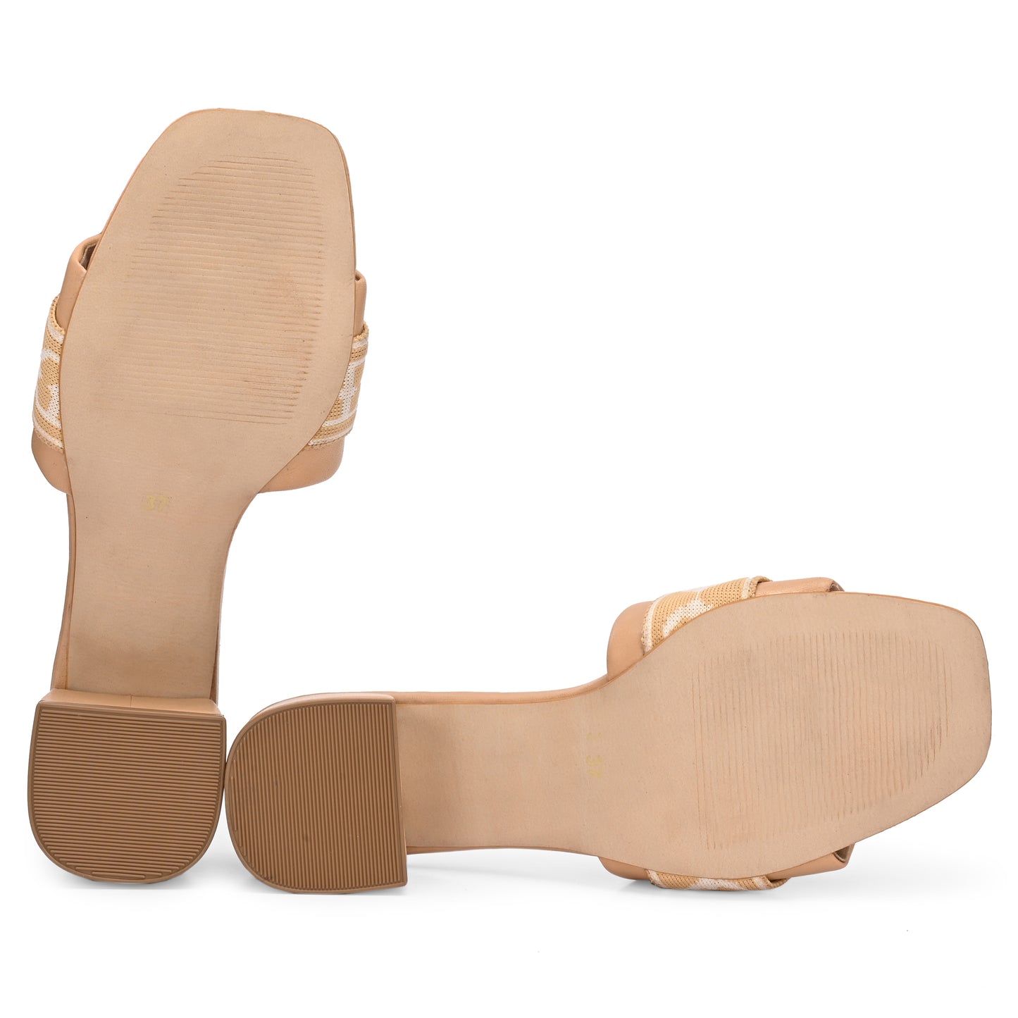 Legwork Block Heel Mule — Jacquard Band Strap | Beige