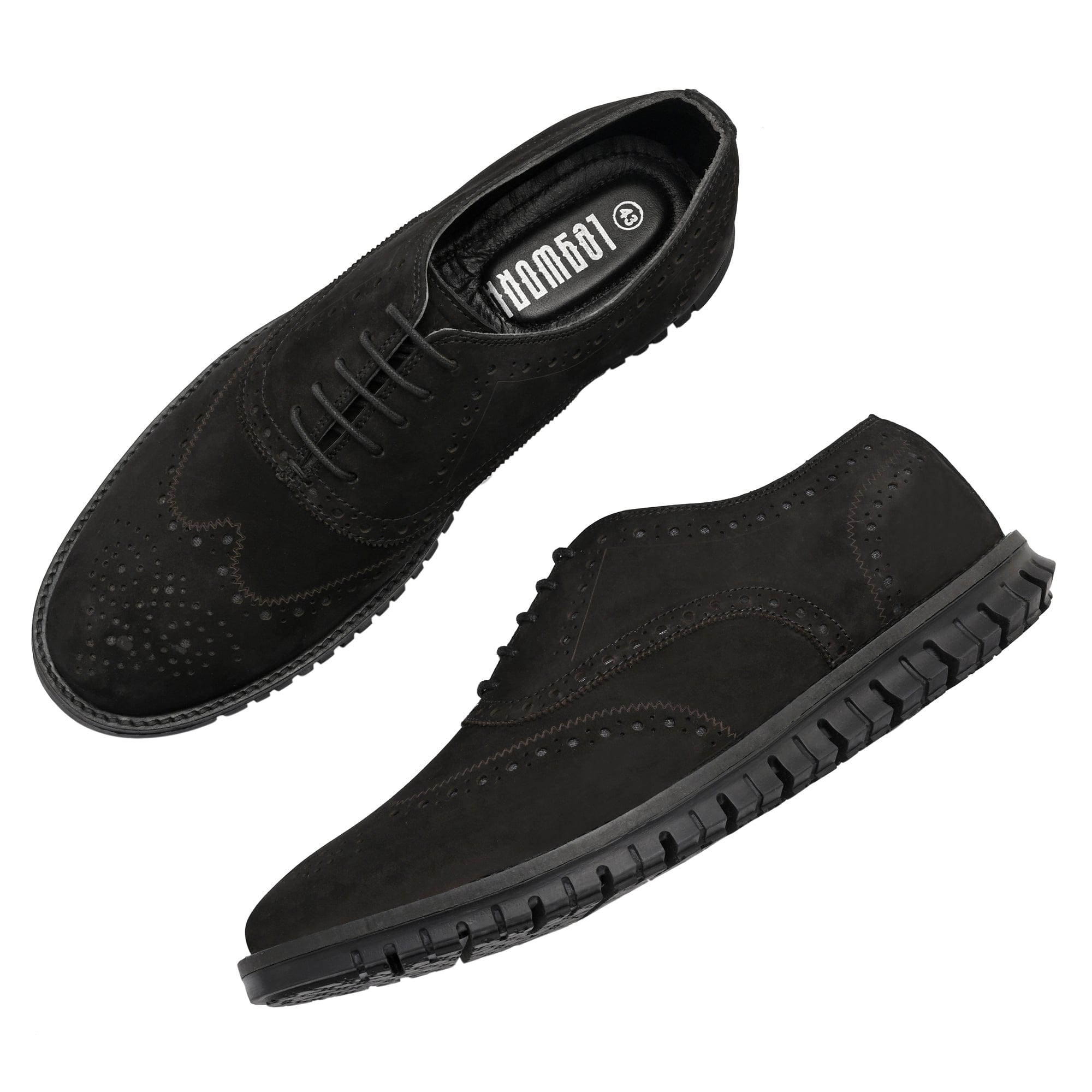 Legwork Brogue Black Italian Nubuck Leather Shoe