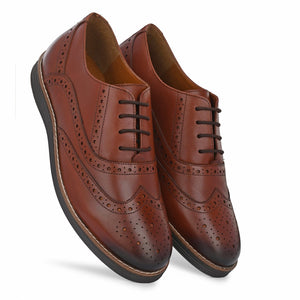 Legwork Laser Brogue Oxford 2.0 Tan Italian Leather Shoes