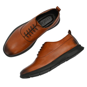 Legwork Crossover Tan Italian Leather Shoes