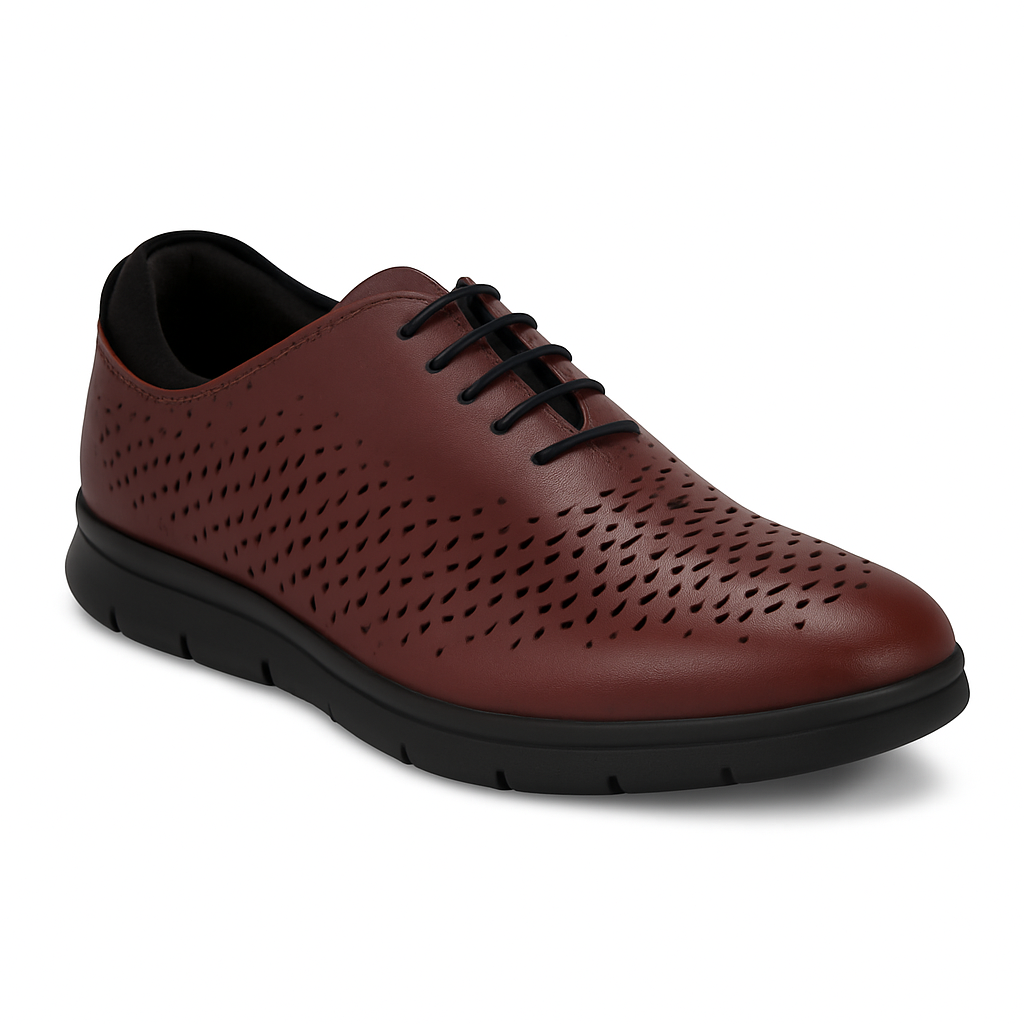 Legwork Voyager Laser Treated Cognac Full Grain Leather Sneaker