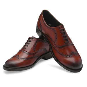 Legwork Wingtip Oxford Brogue Brown Italian Leather Dress Shoes Reverse Goodyear Welted