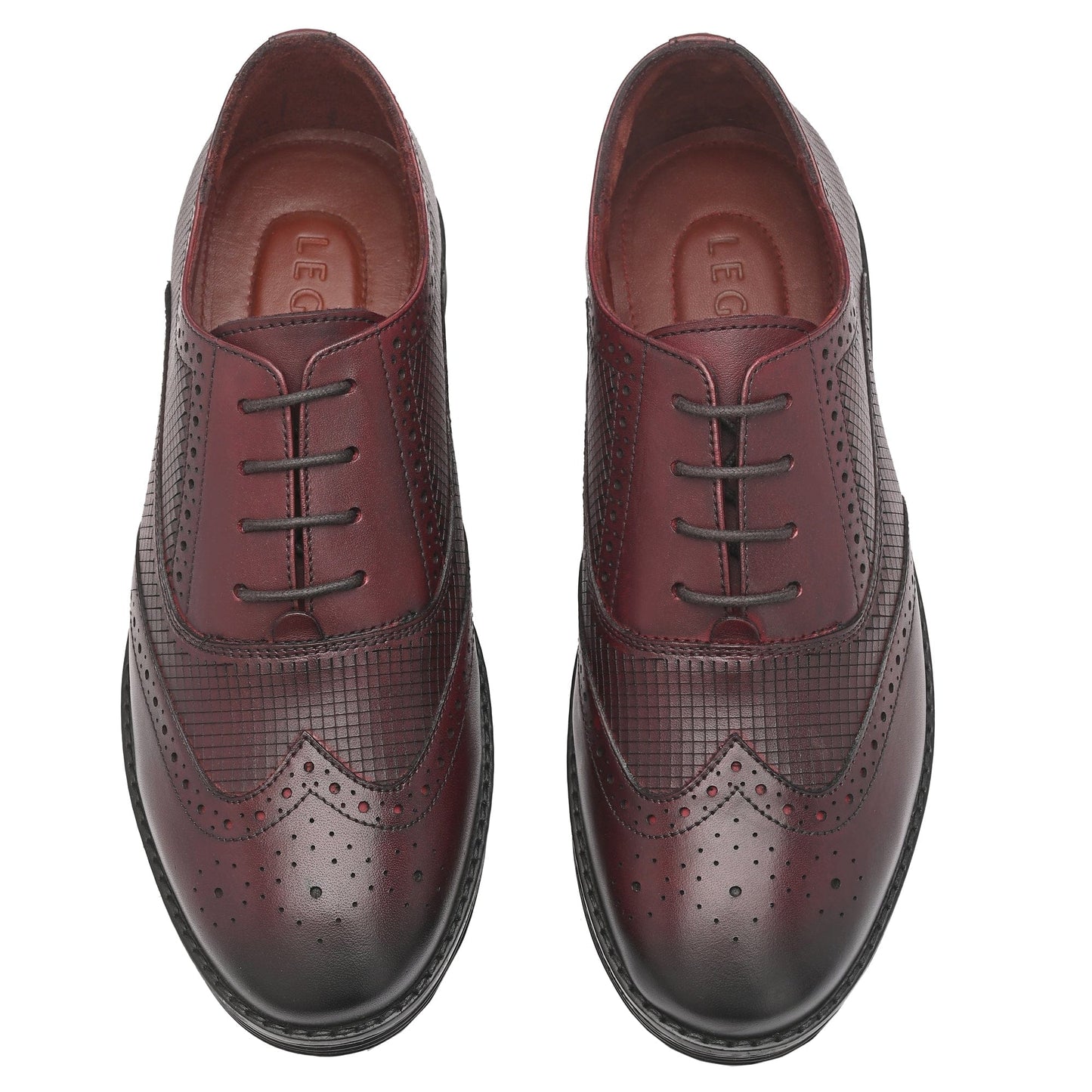 Legwork Lined Laser Brogue Oxford 2.0 Cognac Wine Italian Leather Shoes