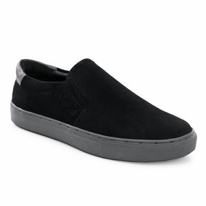 Legwork Slip On Black Italian Suede Leather Shoes