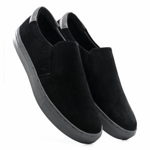 Legwork Slip On Black Italian Suede Leather Shoes