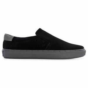 Legwork Slip On Black Italian Suede Leather Shoes