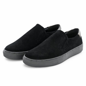 Legwork Slip On Black Italian Suede Leather Shoes