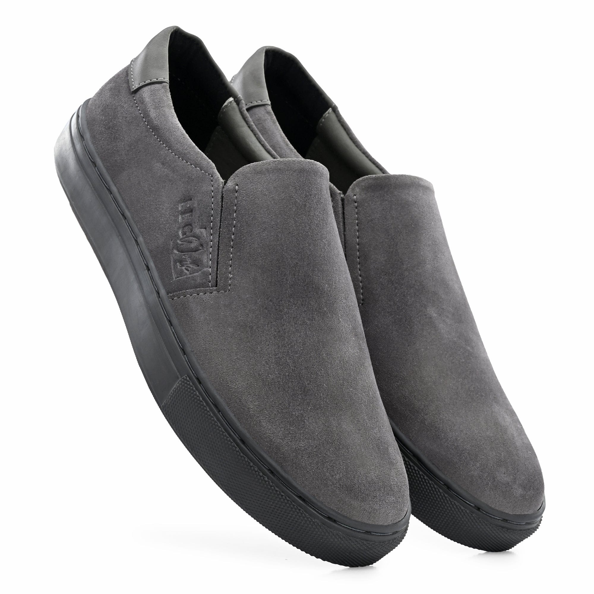 Legwork Slip On Grey Italian Suede Leather Shoes