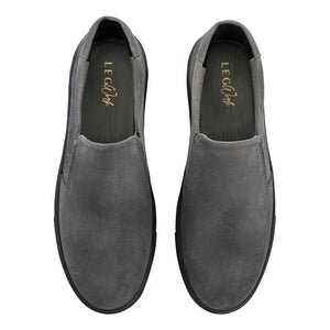 Legwork Slip On Grey Italian Suede Leather Shoes
