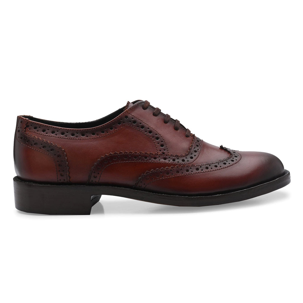 Legwork Wingtip Oxford Brogue Brown Italian Leather Dress Shoes Reverse Goodyear Welted