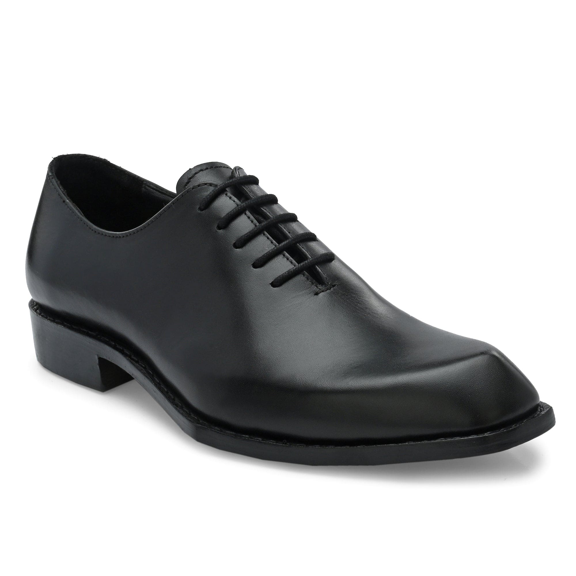 Edge Oxford Diamond Shaped Black Italian Leather Dress Shoes Reverse Goodyear Welted