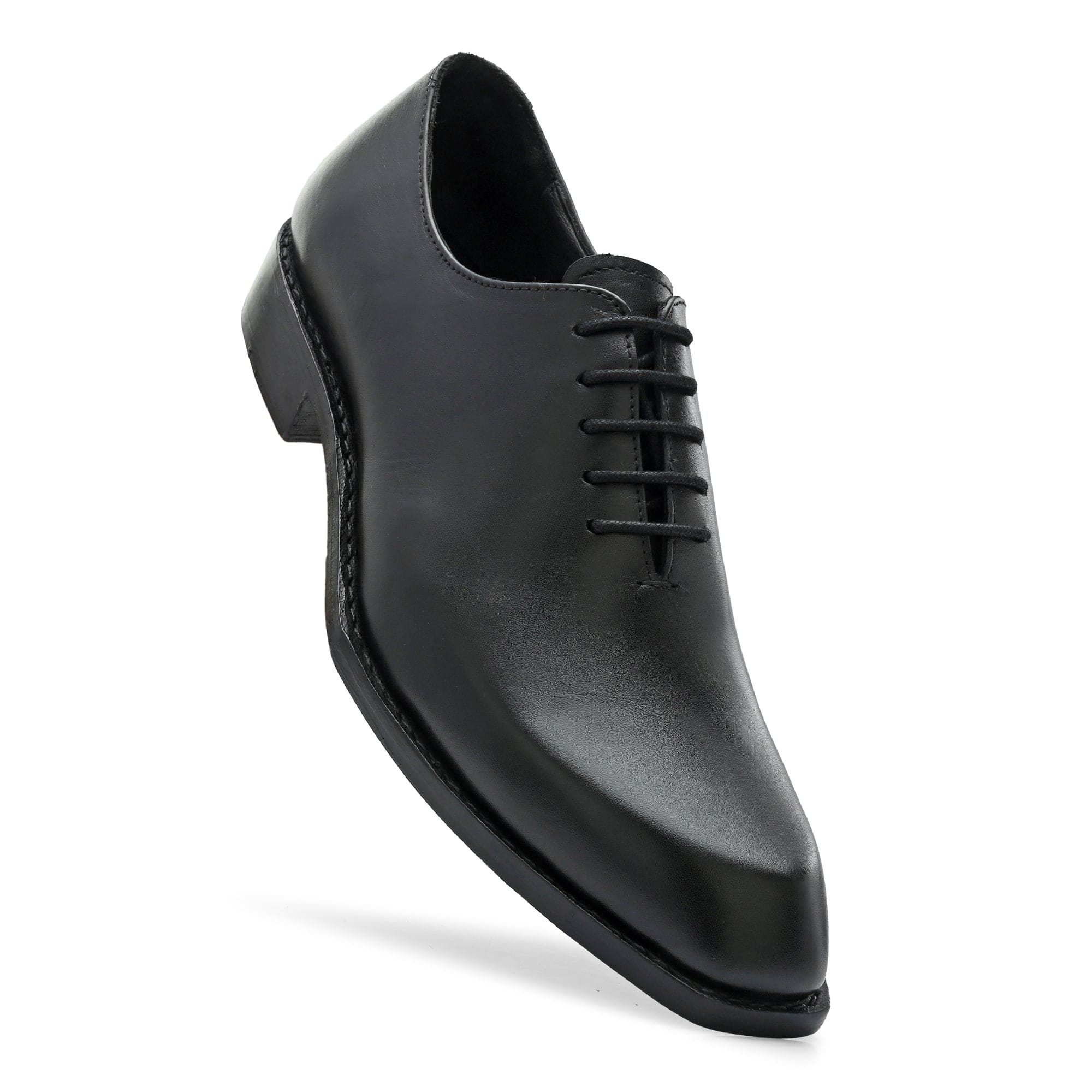 Edge Oxford Diamond Shaped Black Italian Leather Dress Shoes Reverse Goodyear Welted