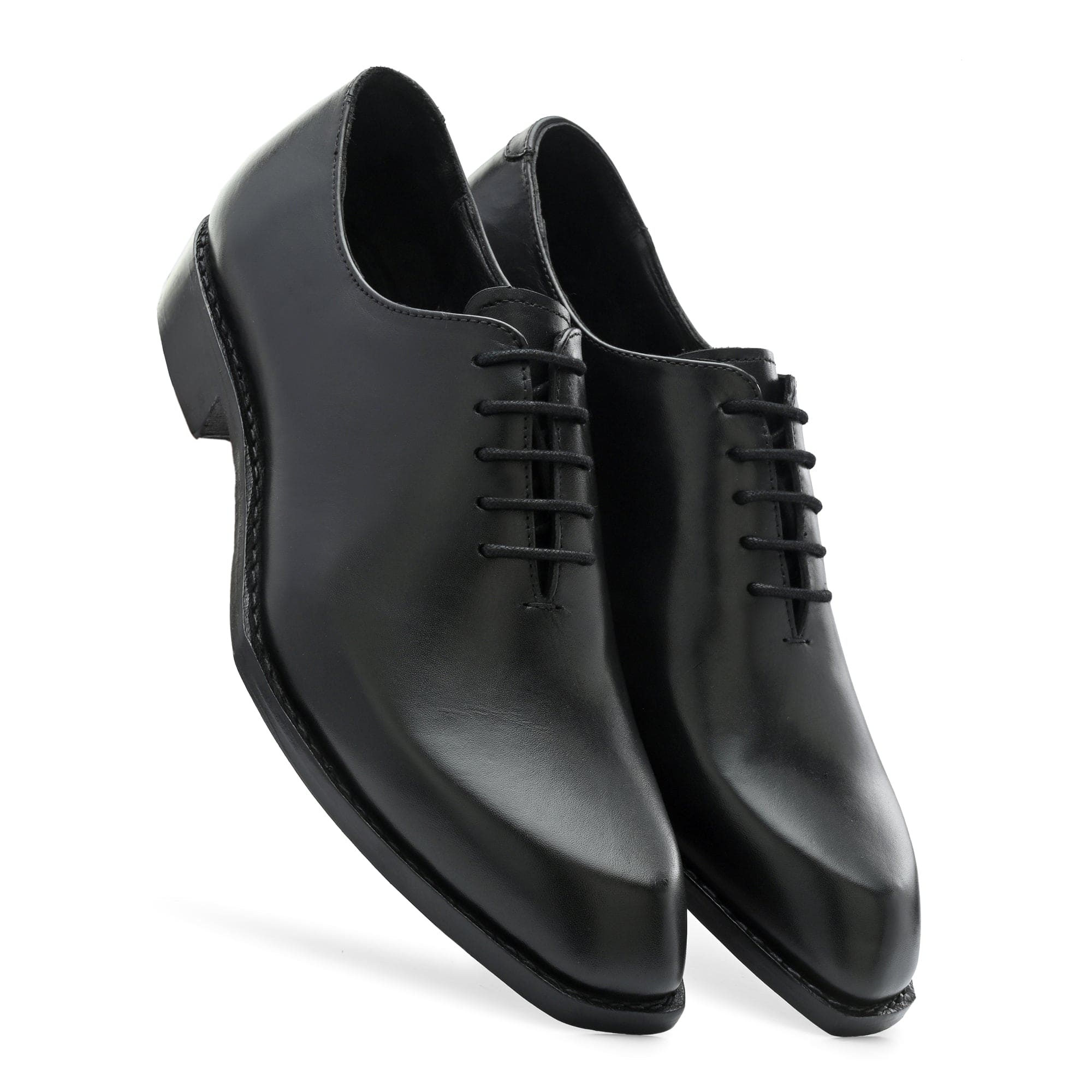Edge Oxford Diamond Shaped Black Italian Leather Dress Shoes Reverse G