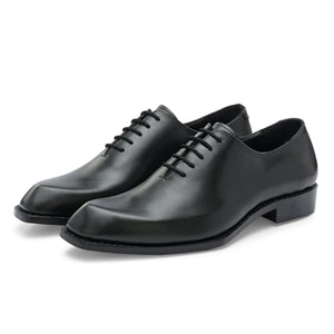 Edge Oxford Diamond Shaped Black Italian Leather Dress Shoes Reverse Goodyear Welted