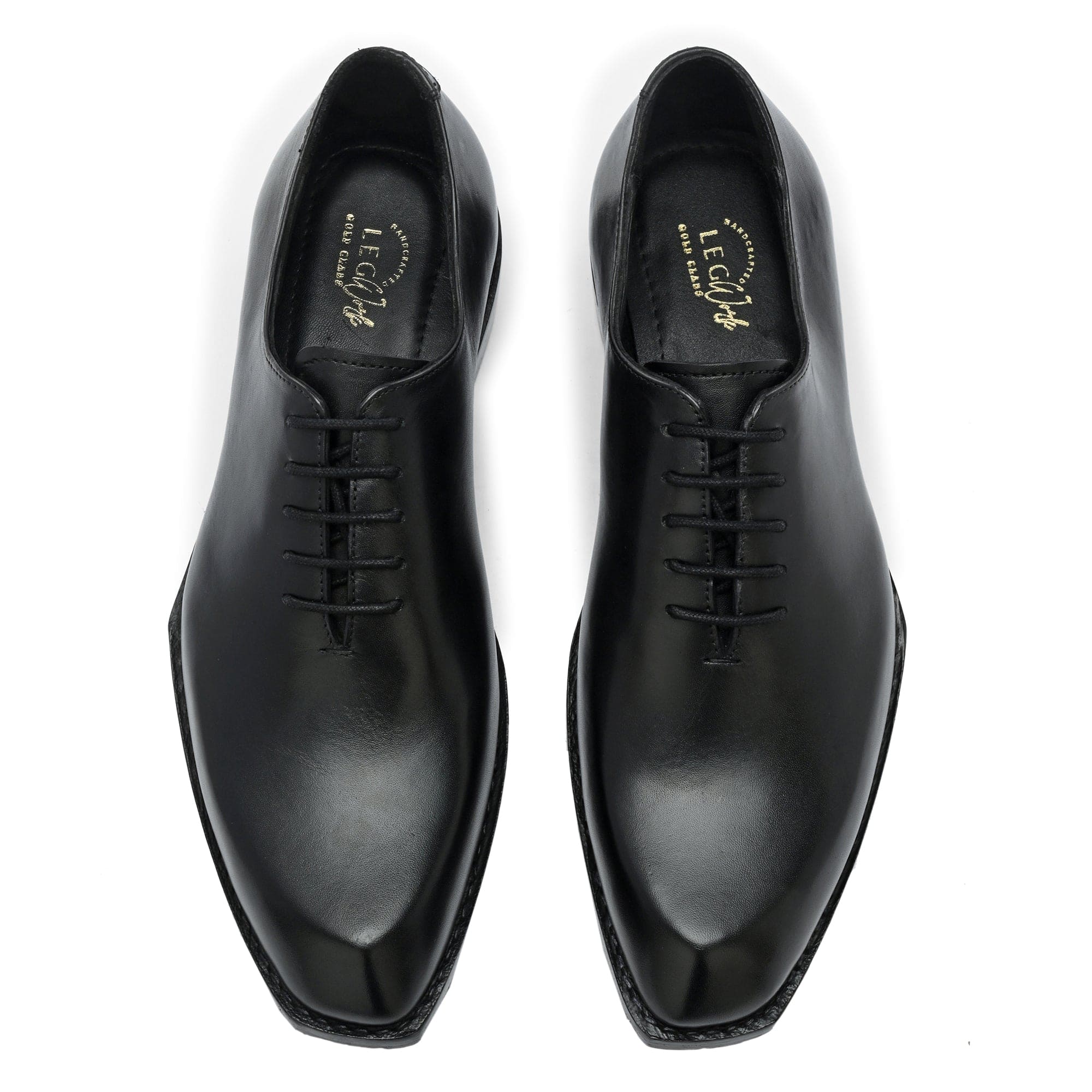 Edge Oxford Diamond Shaped Black Italian Leather Dress Shoes Reverse G