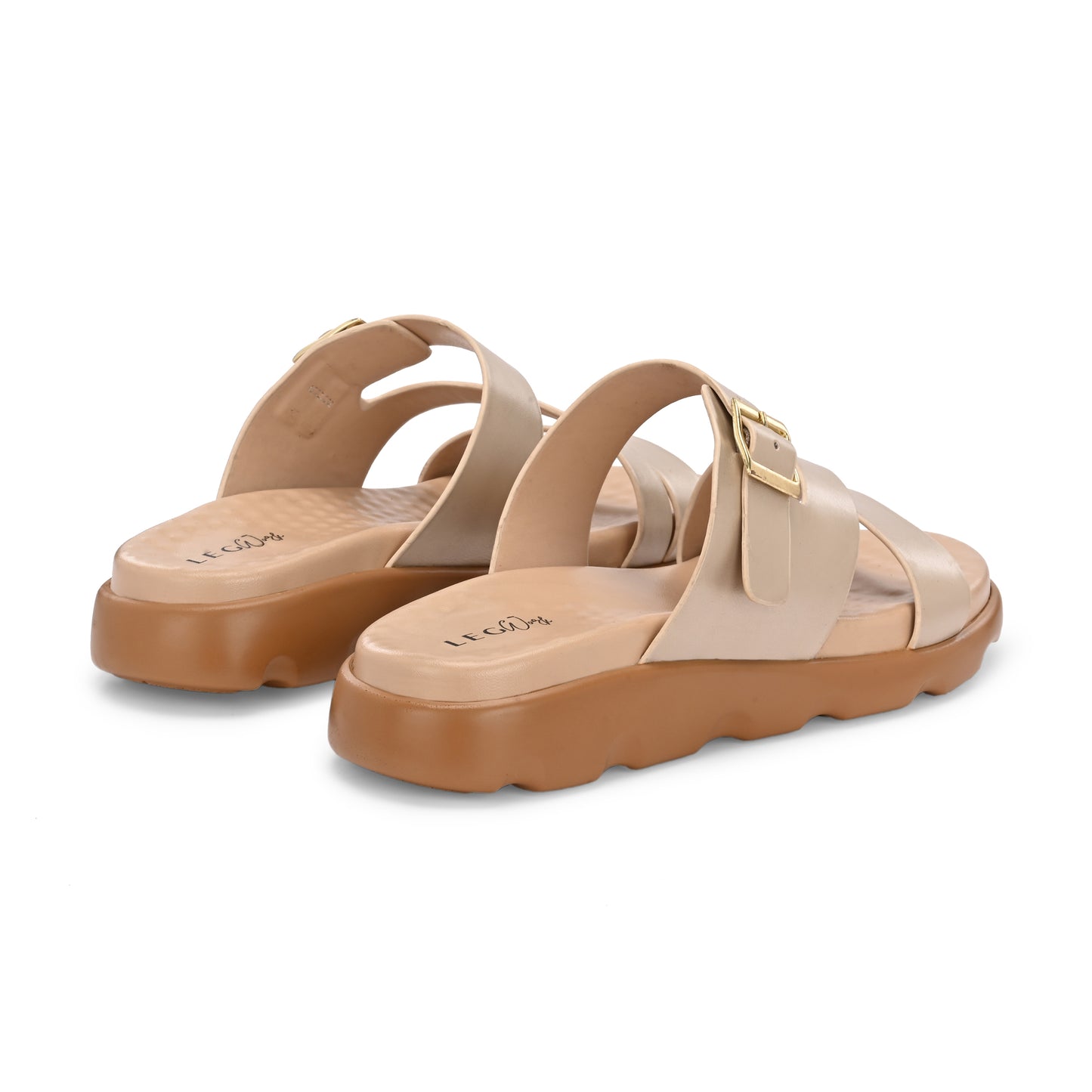 Legwork Double Strap Platform Sandal — Champagne