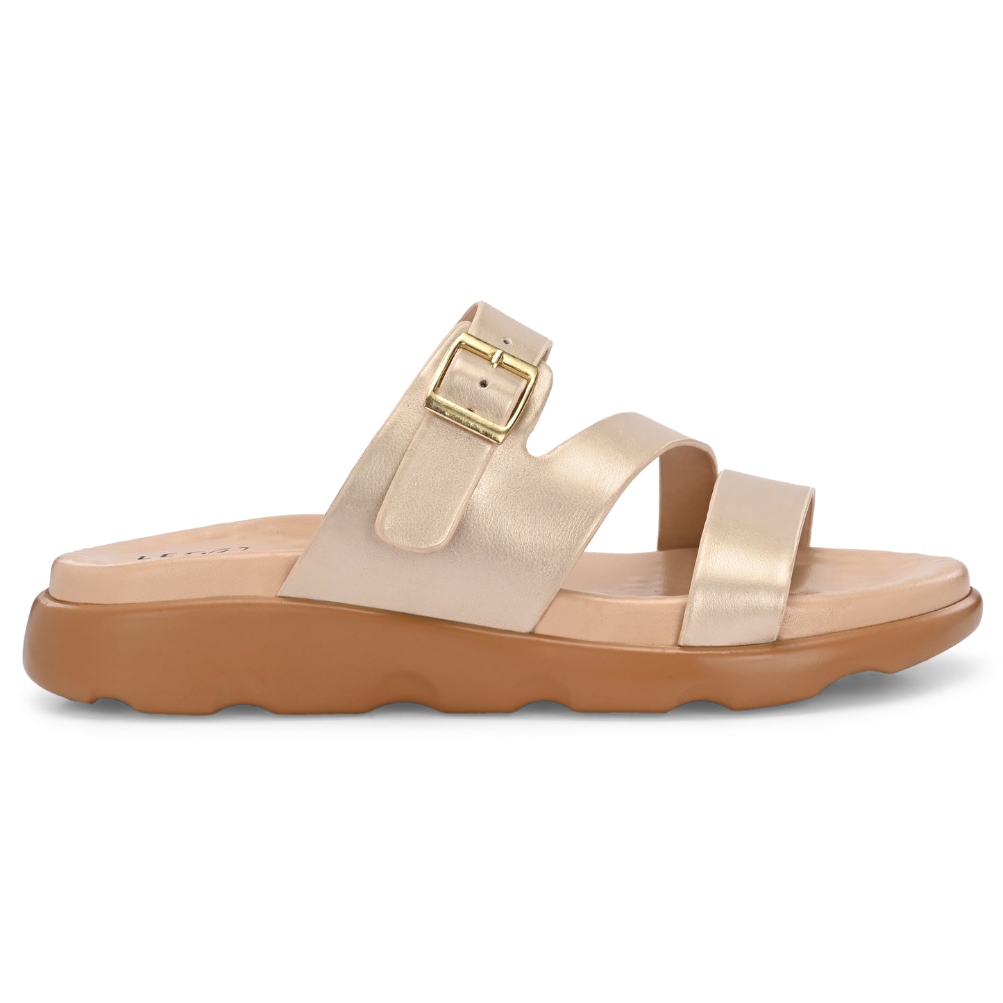 Legwork Double Strap Platform Sandal — Champagne