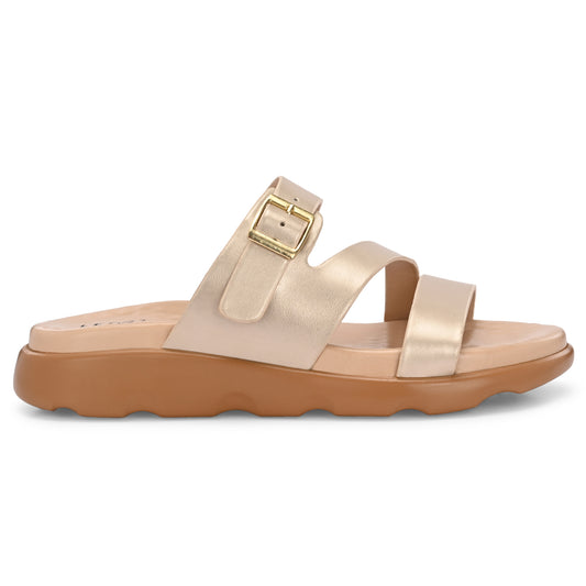Legwork Double Strap Platform Sandal — Champagne