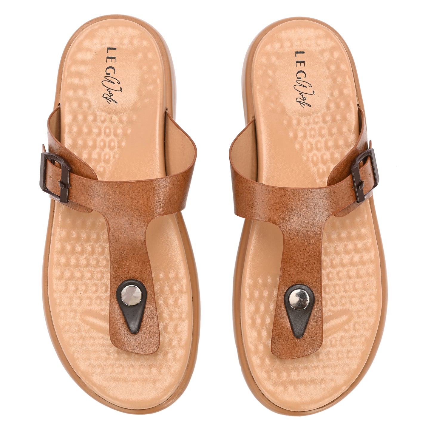 Legwork T-Strap Platform Thong Sandal — Tan