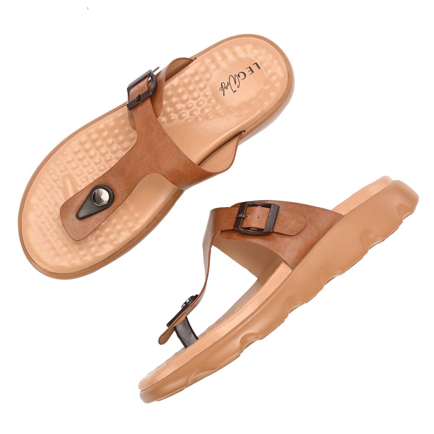 Legwork T-Strap Platform Thong Sandal — Tan