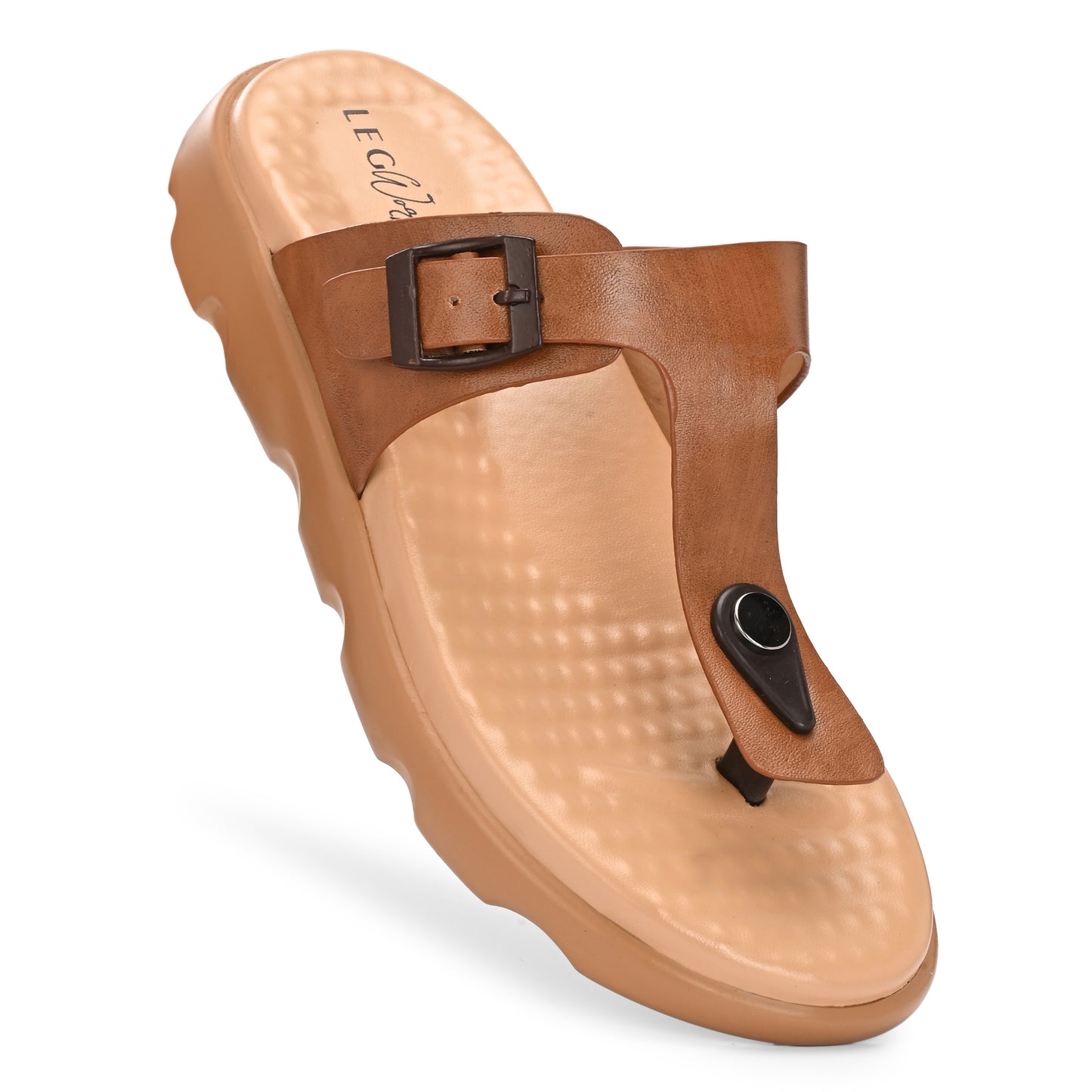 Legwork T-Strap Platform Thong Sandal — Tan