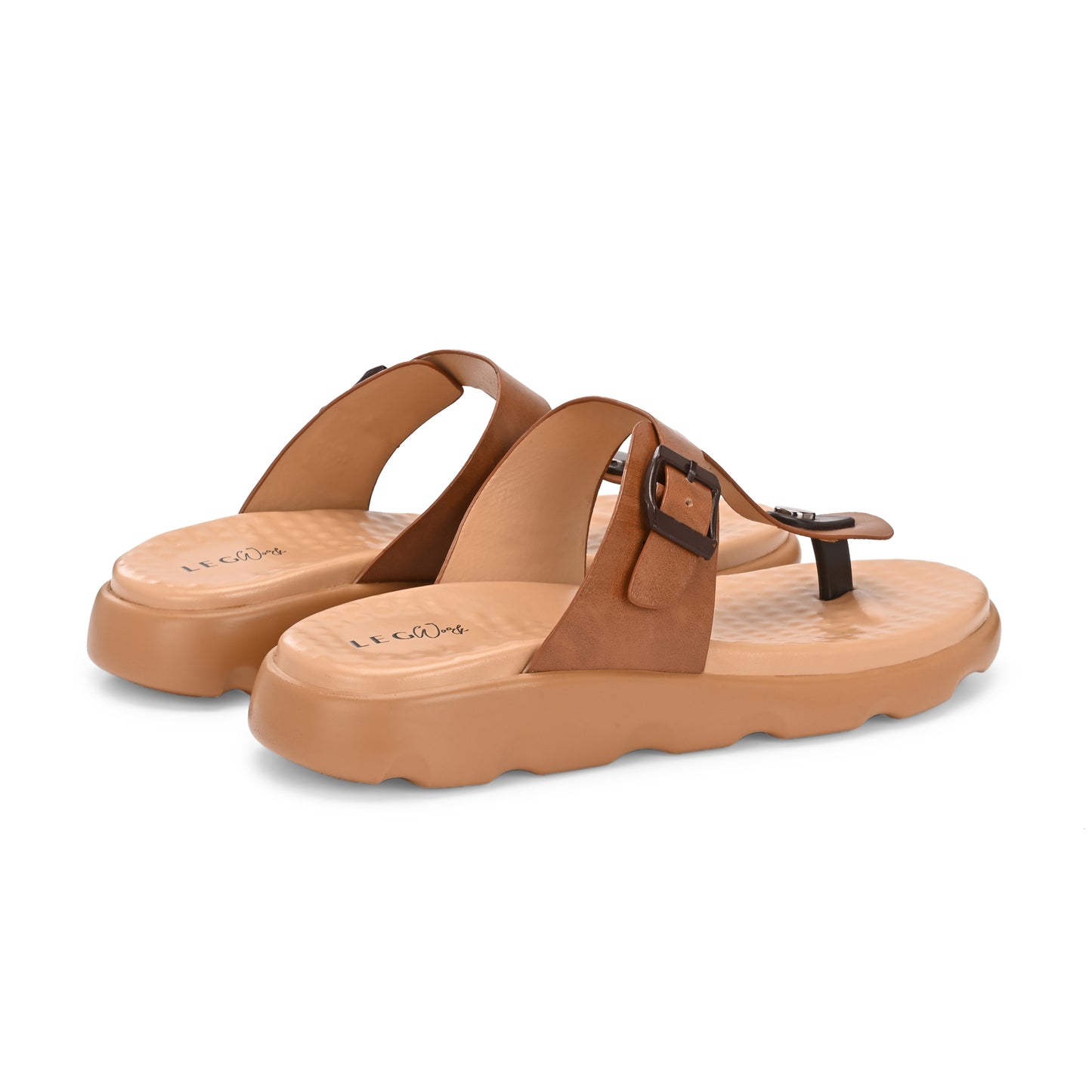 Legwork T-Strap Platform Thong Sandal — Tan