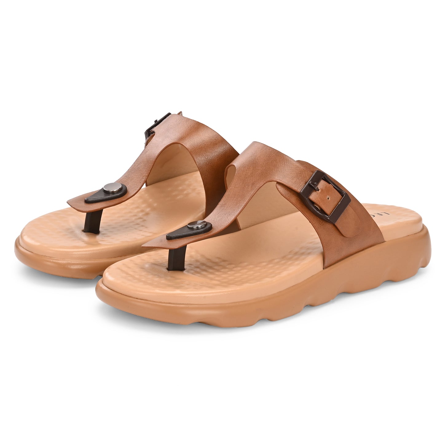Legwork T-Strap Platform Thong Sandal — Tan