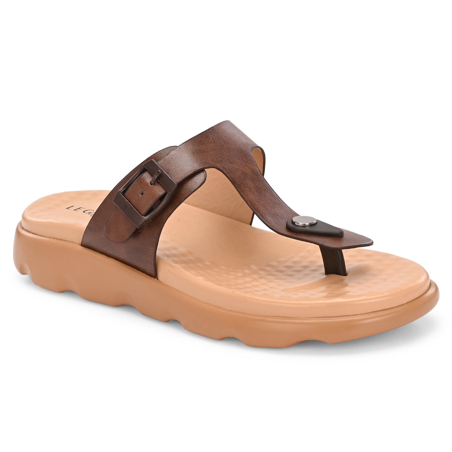 Legwork T-Strap Platform Thong Sandal — Brown