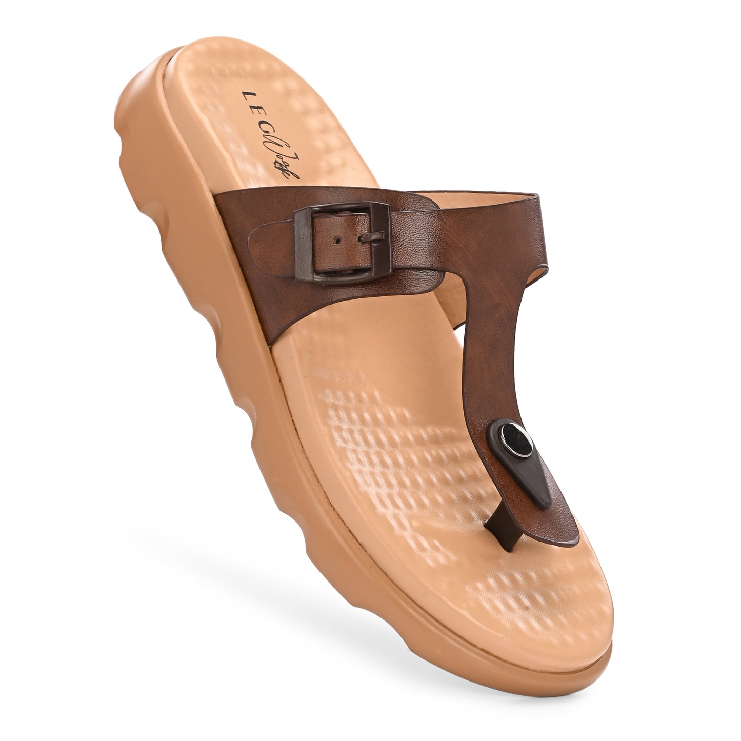 Legwork T-Strap Platform Thong Sandal — Brown