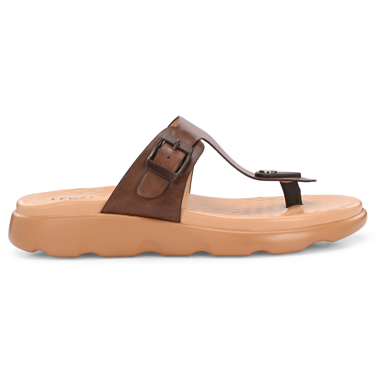 Legwork T-Strap Platform Thong Sandal — Brown