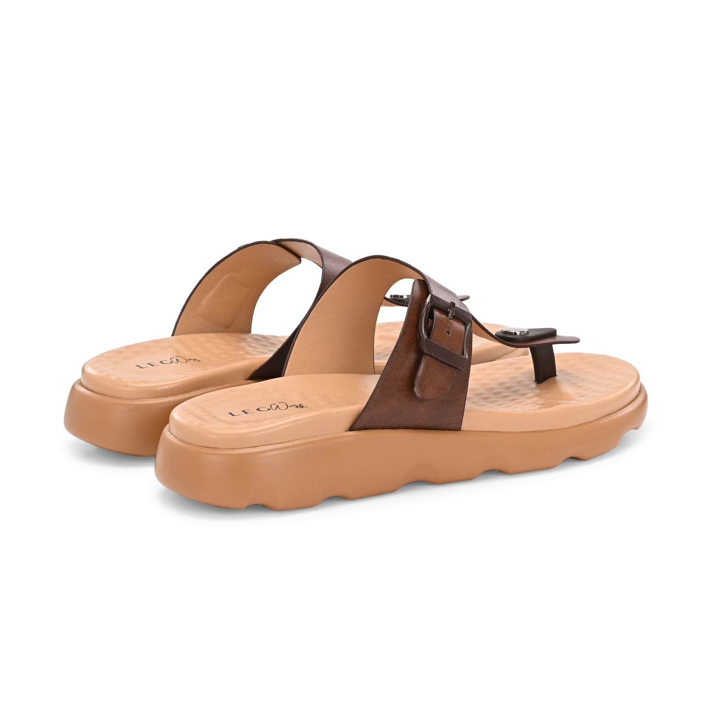 Legwork T-Strap Platform Thong Sandal — Brown