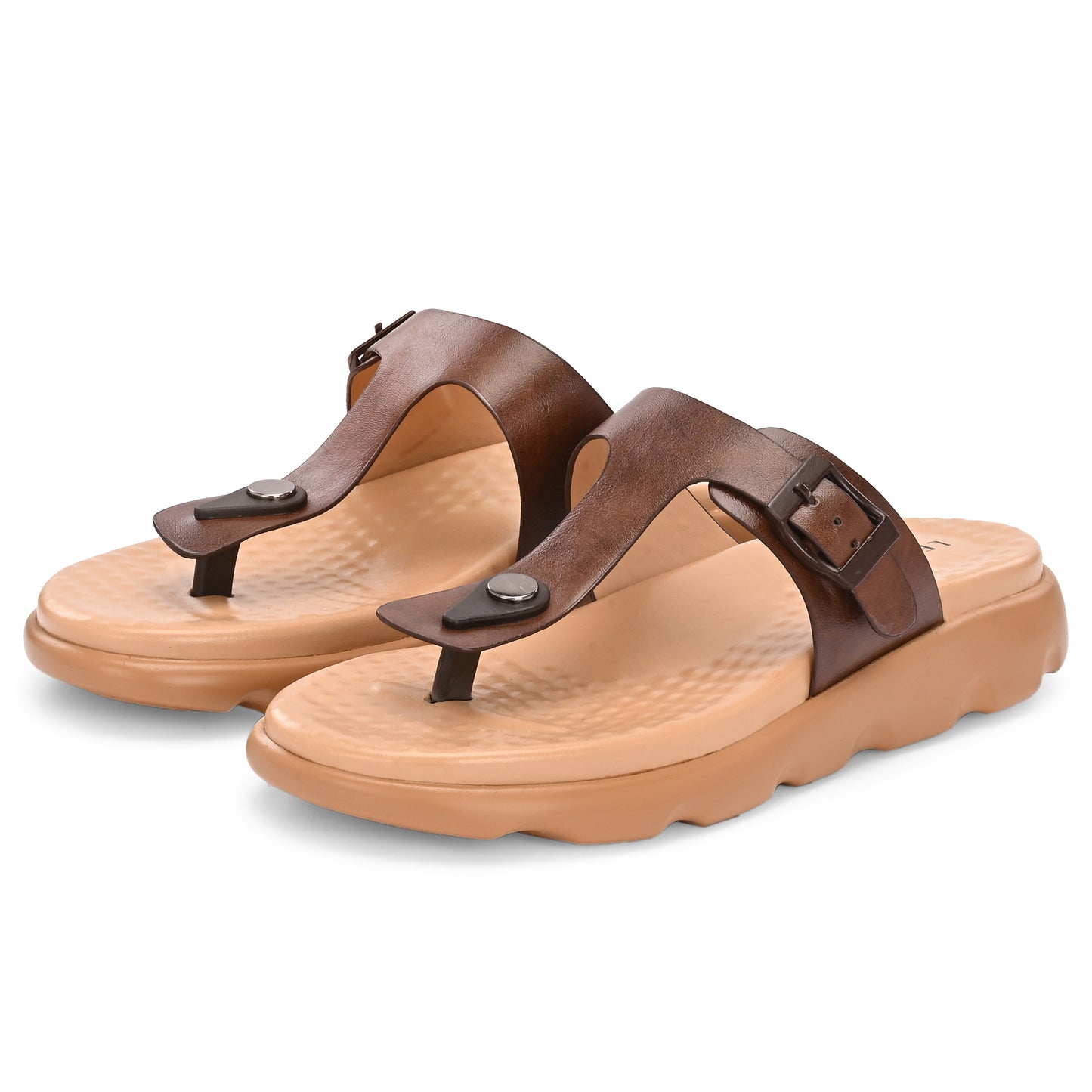 Legwork T-Strap Platform Thong Sandal — Brown