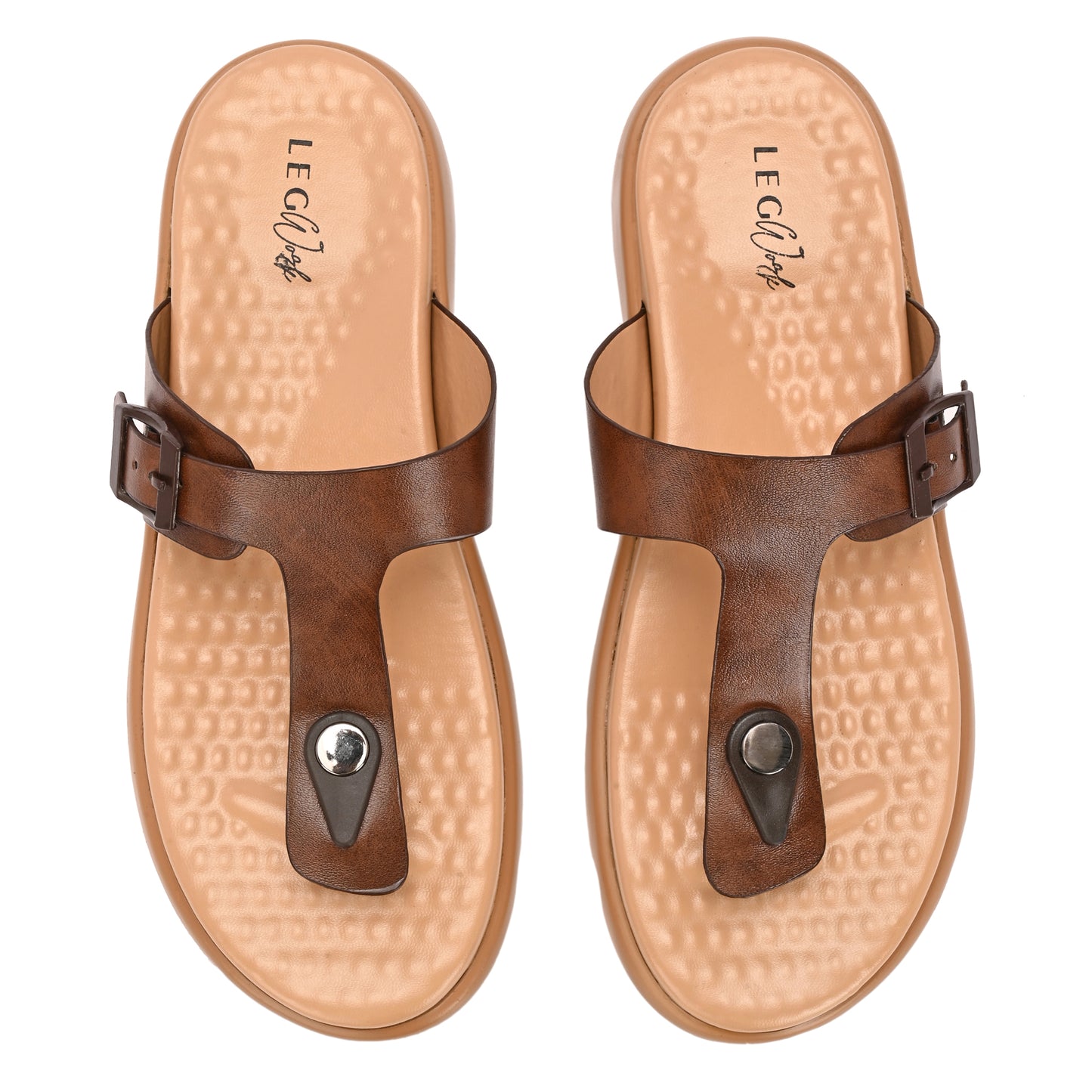 Legwork T-Strap Platform Thong Sandal — Brown