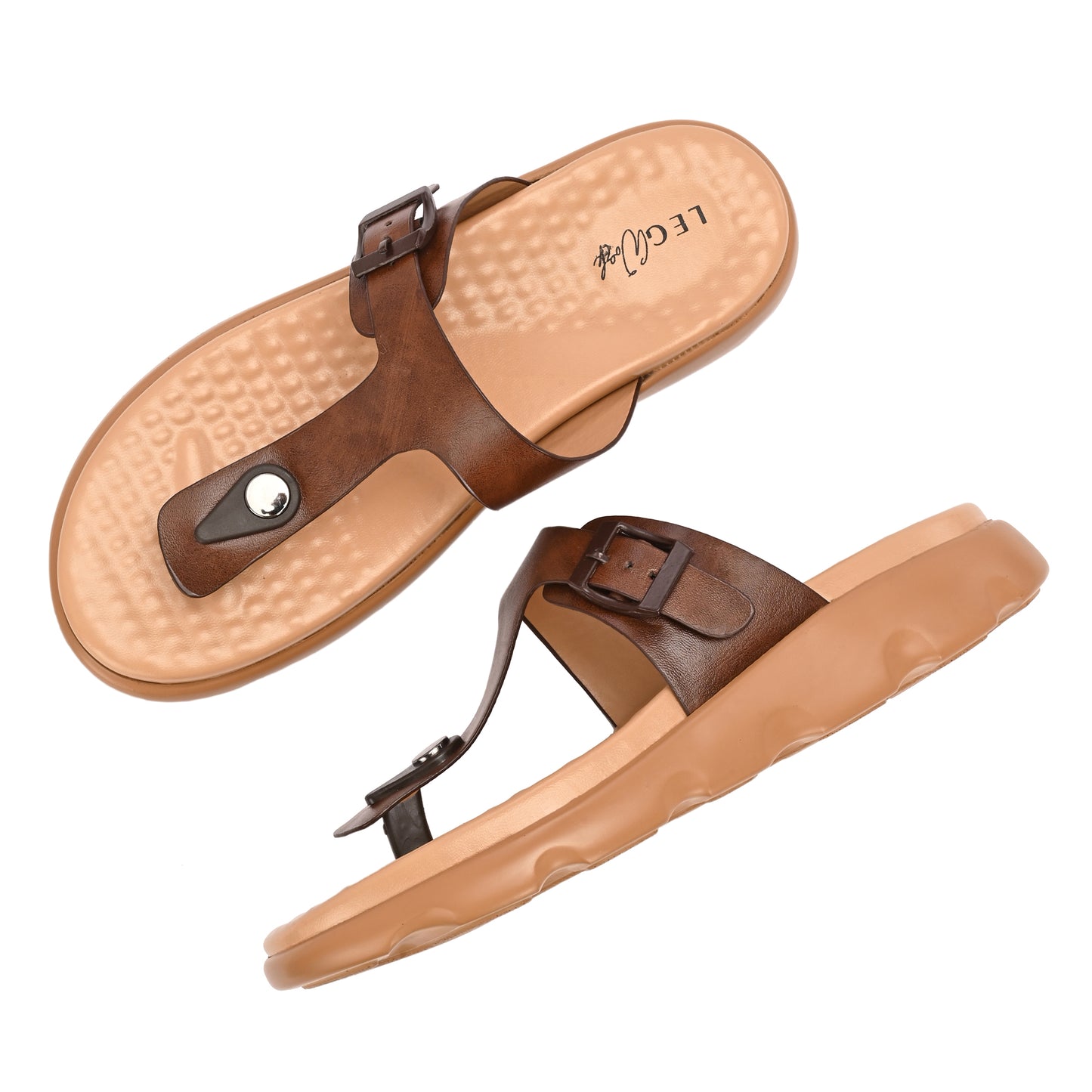 Legwork T-Strap Platform Thong Sandal — Brown