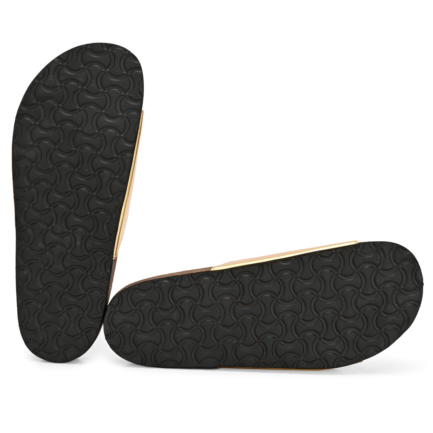 Legwork Double Strap Cork Sole Sandal — Metallic Gold