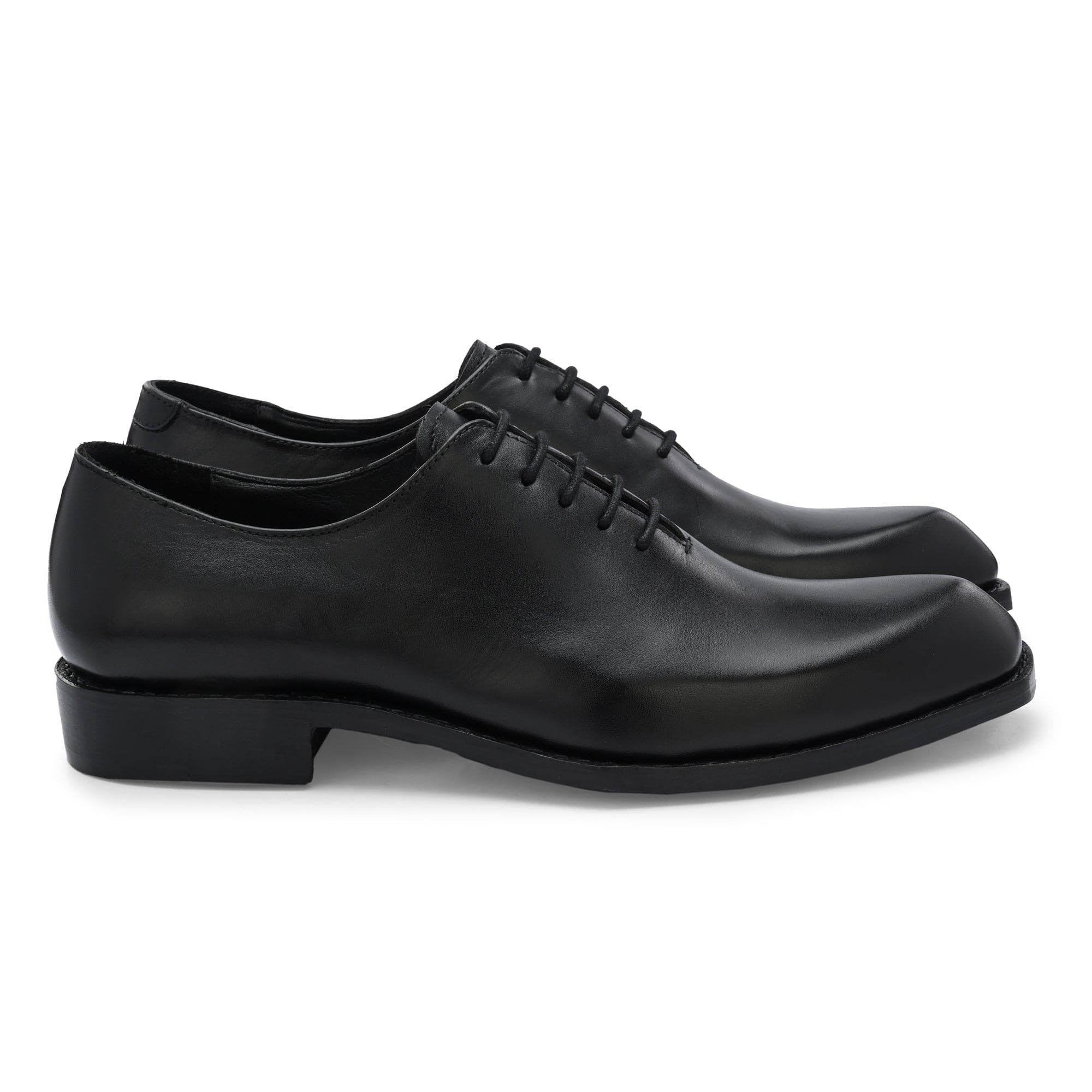 Edge Oxford Diamond Shaped Black Italian Leather Dress Shoes Reverse Goodyear Welted