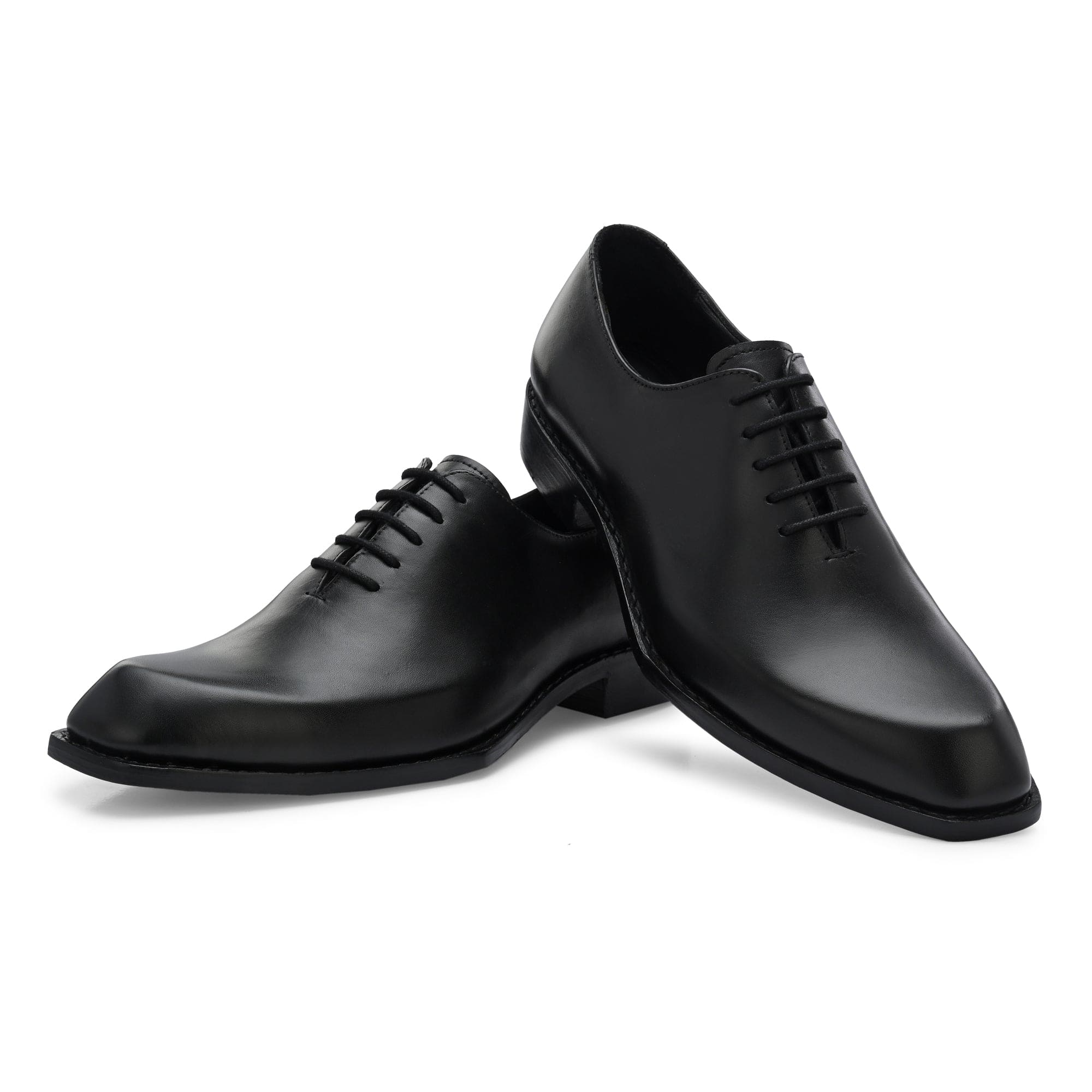 Edge Oxford Diamond Shaped Black Italian Leather Dress Shoes Reverse Goodyear Welted