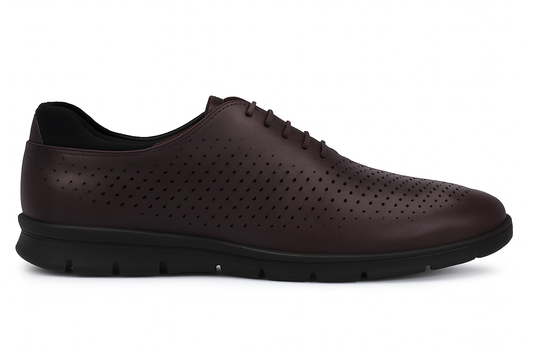 Legwork Voyager Laser Treated Mocha Full Grain Leather Sneaker