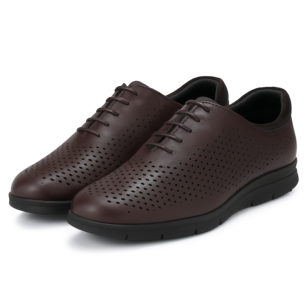 Legwork Voyager Laser Treated Mocha Full Grain Leather Sneaker