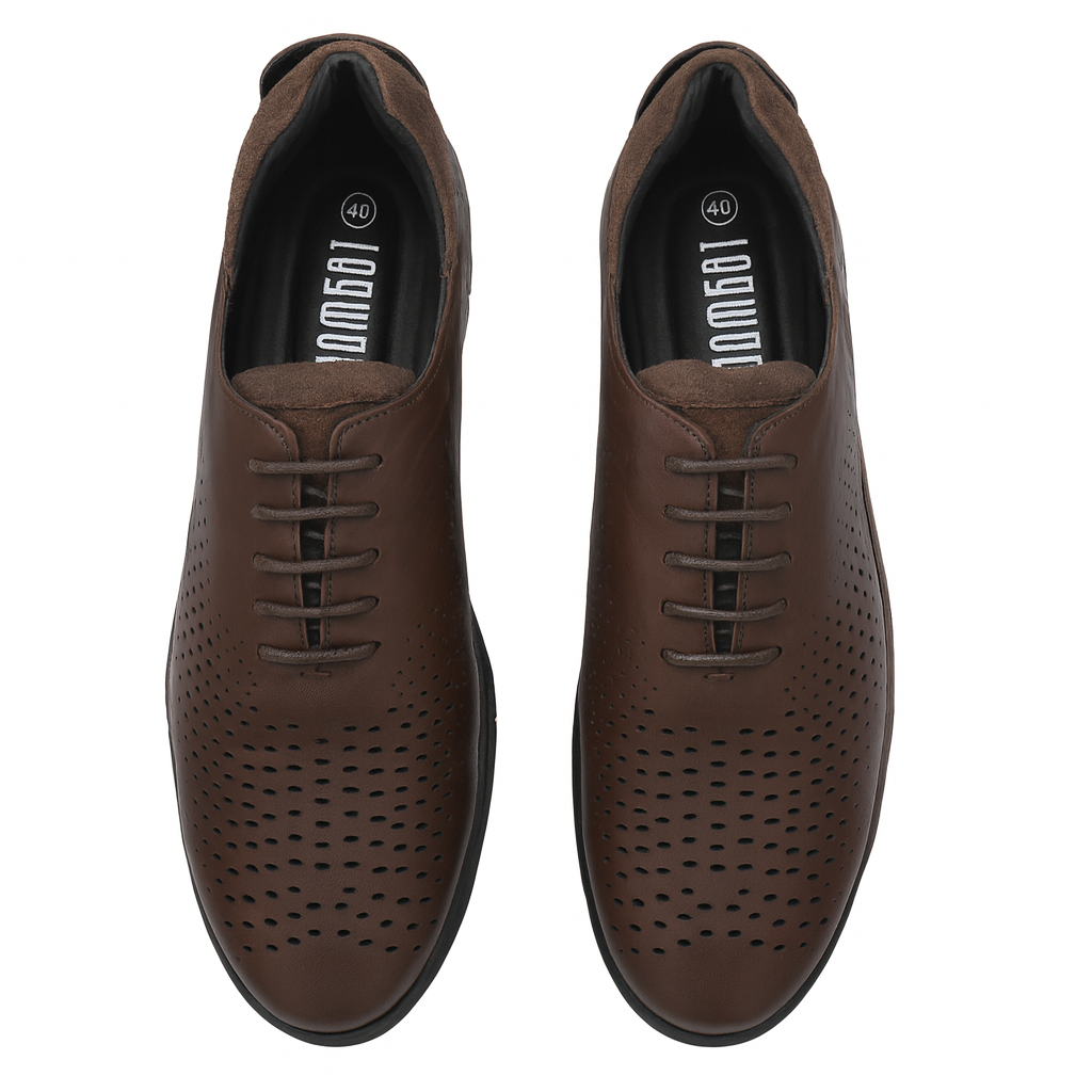 Legwork Voyager Laser Treated Mocha Full Grain Leather Sneaker