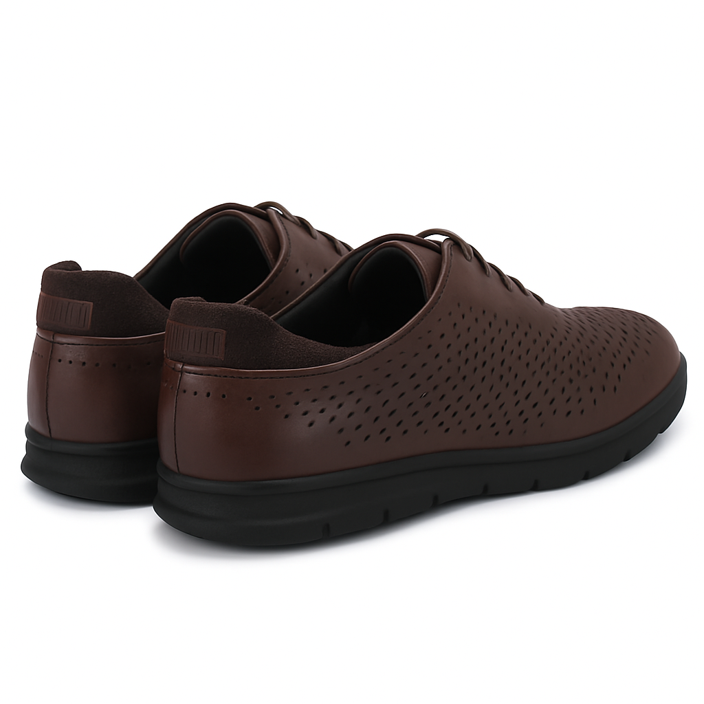 Legwork Voyager Laser Treated Mocha Full Grain Leather Sneaker