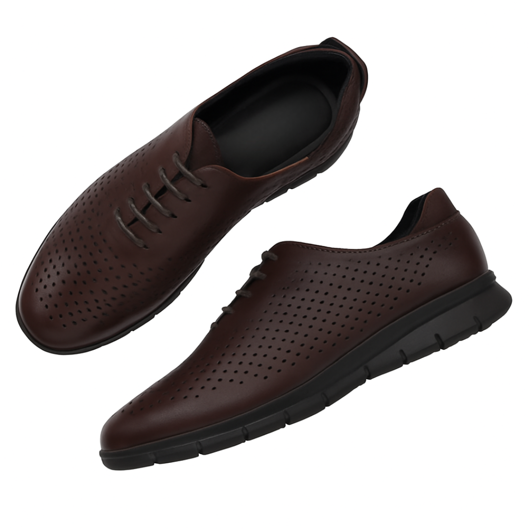 Legwork Voyager Laser Treated Mocha Full Grain Leather Sneaker