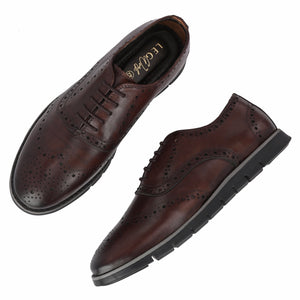 Legwork Brogue Brown Italian Leather Shoe