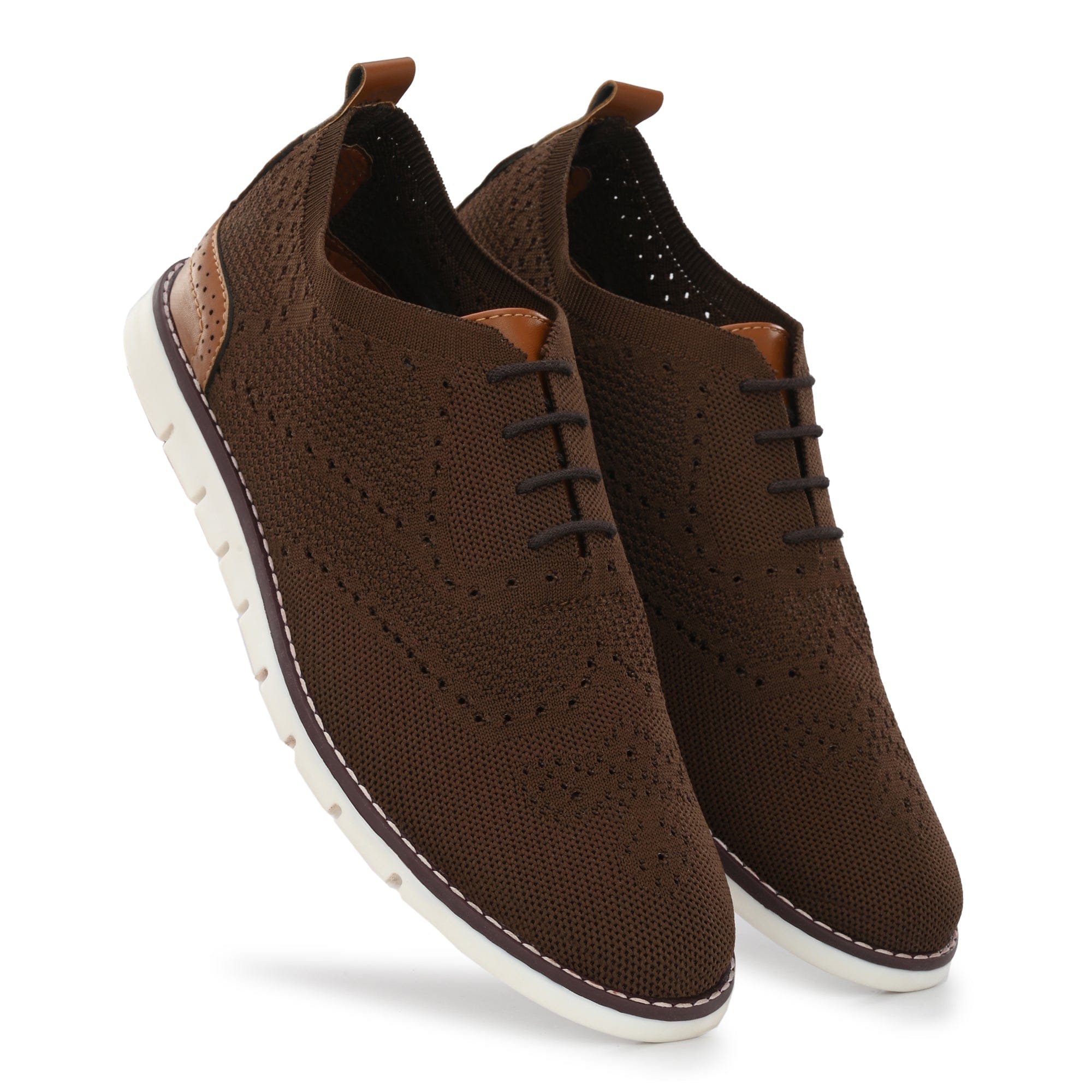 Legwork SWIFTKNIT™ Brown Brogues 100% Recycled Pet Bottles Knit Oxford Dress Shoes