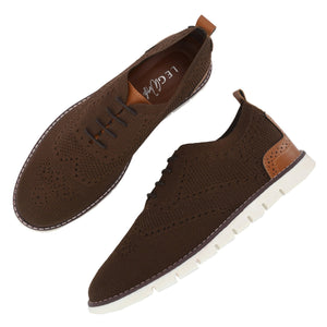 Legwork SWIFTKNIT™ Brown Brogues 100% Recycled Pet Bottles Knit Oxford Dress Shoes
