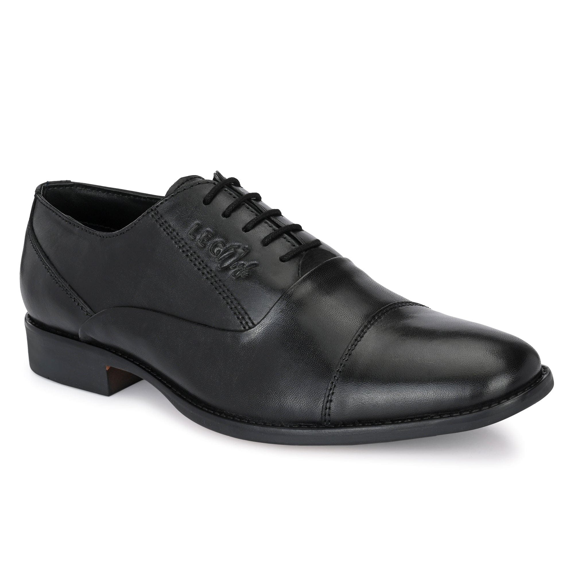 LEGWORK OXFORD CAP TOE BLACK CALF ITALIAN LEATHER DRESS SHOE