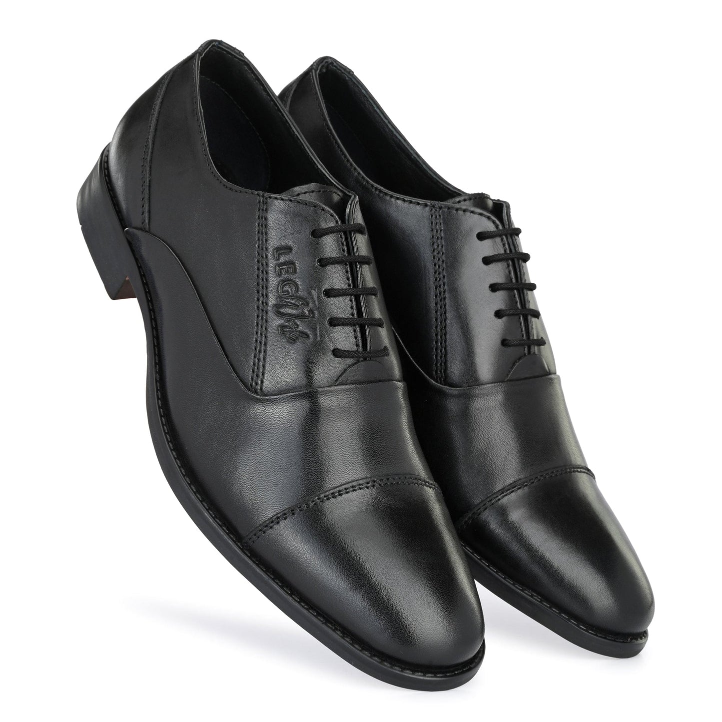 LEGWORK OXFORD CAP TOE BLACK CALF ITALIAN LEATHER DRESS SHOE