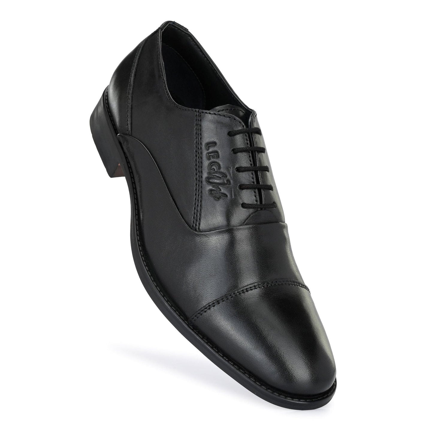 LEGWORK OXFORD CAP TOE BLACK CALF ITALIAN LEATHER DRESS SHOE