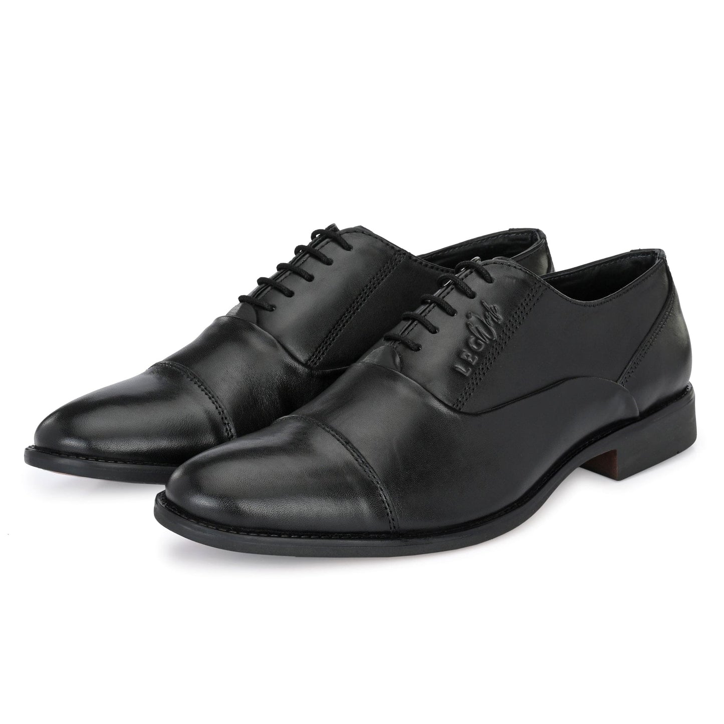LEGWORK OXFORD CAP TOE BLACK CALF ITALIAN LEATHER DRESS SHOE