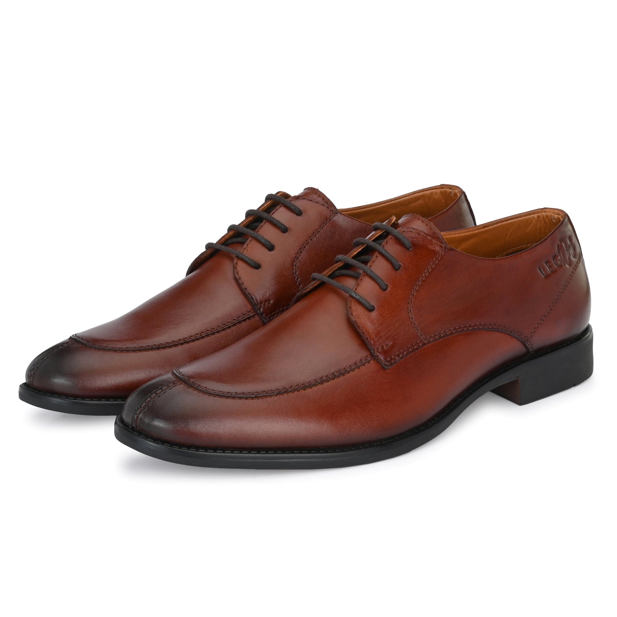 LEGWORK U-TOE DERBY BRITISH TAN CALF ITALIAN LEATHER DRESS SHOE